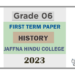 2023 Grade 06 History 1st Term Test Paper | Jaffna Hindu College