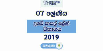 Grade 07 Daham Pasal Exam Past Paper with Answers 2019
