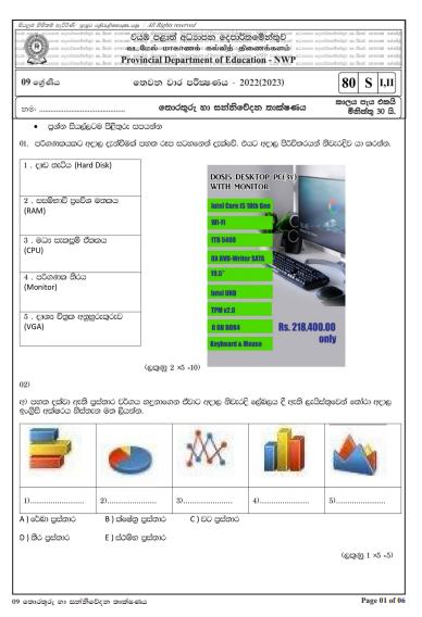 2022 Grade 09 ICT 3rd Term Test Paper  North Western Province