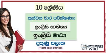 2022 Grade 10 English Literature 3rd Term Test Paper | English Medium