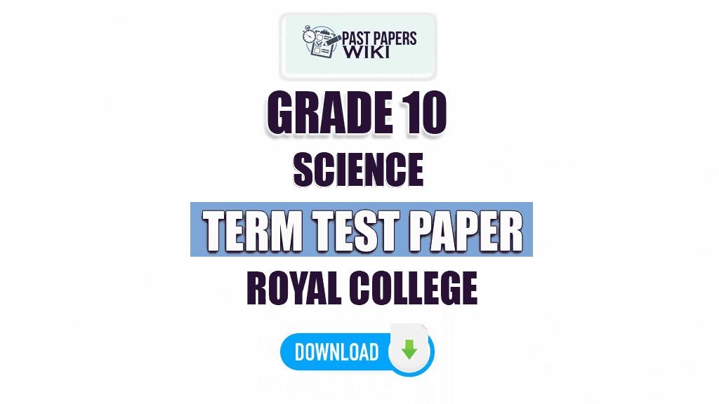 Royal College Grade 10 Science 2nd Term Test Paper 2023 | Tamil Medium