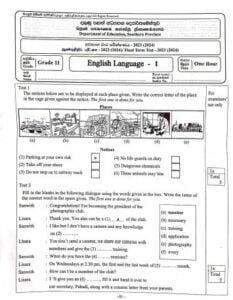 Southern Province 2023(2024) Grade 11 English 3rd Term Test Paper