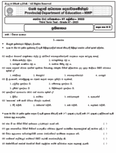 2023(2024) Grade 07 History 3rd Term Test Paper | North Western Province