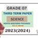 2023(2024) Grade 07 Science 3rd Term Test Paper (English Medium) | North Western Province