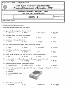 2023(2024) Grade 06 Science 3rd Term Test Paper | North Western Province