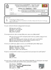 North Central Province 2023(2024) Grade 10 ICT 3rd Term Test Paper with ...
