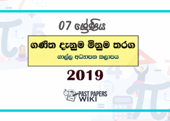 2019 Grade 07 Ganitha Danuma Minuma Paper | Galle Division