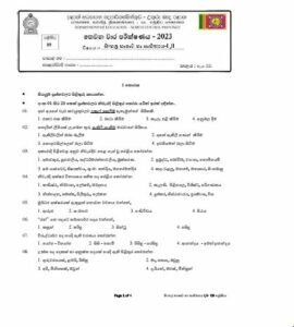 North Central Province 2023(2024) Grade 09 Sinhala 3rd Term Test Paper ...