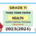 North Central Province 2023(2024) Grade 11 Health 3rd Term Test Paper with Answers | English Medium