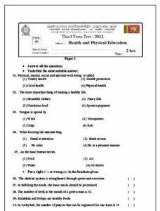 North Central Province 2022 Grade 06 Health 3rd Term Test Paper with ...