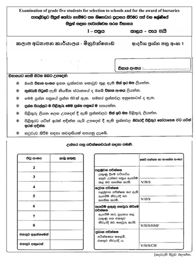 Minuwangoda Education Zone 2024 Grade 5 Scholarship Model Paper (01) With Answers