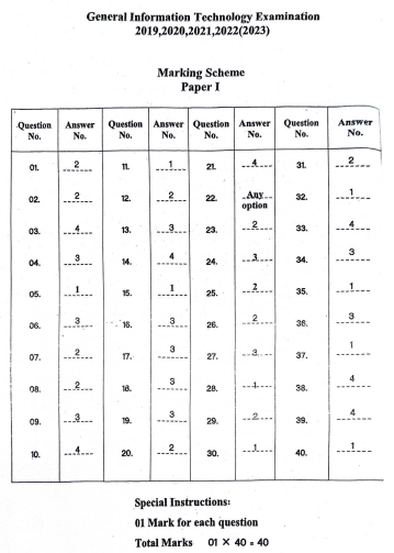 Official G.C.E. 2019, 2020, 2021, 2022(2023) A/L GIT Answer Sheet Sinhala Medium PDF