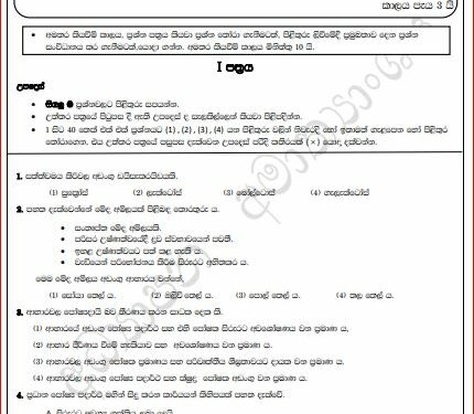 2024(2025) O/L Home Economics Model Paper (Ministry of Education)