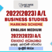 2022(2023) A/L Business Studies Marking Scheme | English Medium
