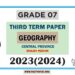 Central Province 2023(2024) Grade 07 Geography 3rd Term Test Paper | English Medium