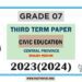 Central Province 2023(2024) Grade 07 Civic Education 3rd Term Test Paper | English Medium