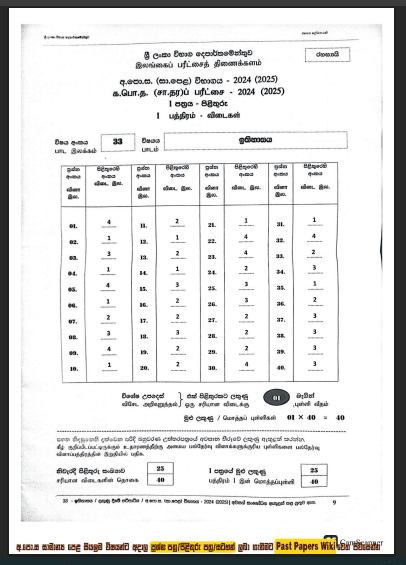 2024(2025) O/L History Marking Scheme | Sinhala Medium
