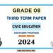 Southern Province 2024 Grade 08 Civic Education 3rd Term Test Paper | English Medium