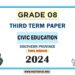 Southern Province 2024 Grade 08 Civic Education 3rd Term Test Paper | Tamil Medium