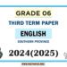 Southern Province 2024 Grade 06 English Language 3rd Term Test Paper