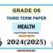 Southern Province 2024 Grade 06 Health 3rd Term Test Paper | English Medium