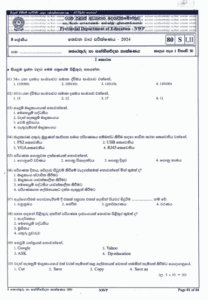 North Western Province 2024 Grade 08 ICT 3rd Term Test Paper | Sinhala ...