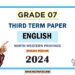 North Western Province 2024 Grade 07 English Language 3rd Term Test Paper