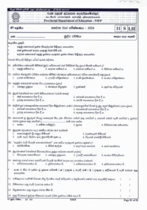 North Western Province 2024 Grade 07 Buddhism 3rd Term Test Paper ...