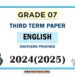 Southern Province 2024 Grade 07 English Language 3rd Term Test Paper