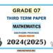 Southern Province 2024 Grade 07 Mathematics 3rd Term Test Paper | English Medium