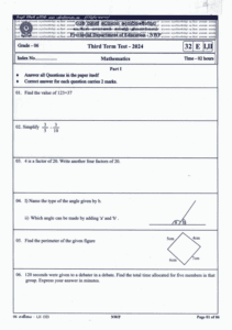North Western Province 2024 Grade 06 Mathematics 3rd Term Test Paper ...