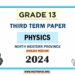 2024 Grade 13 Physics 3rd Term Test Paper(English Medium) | North Western Province