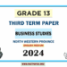 2024 Grade 13 Business Studies 3rd Term Test Paper(English Medium) | North Western Province