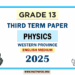 English Medium Grade 13 Physics 3rd Term Test Paper 2025 | Western Province