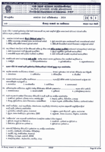 North Western Province 2024 Grade 10 Sinhala 3rd Term Test Paper