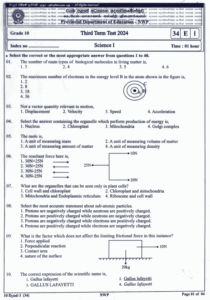 English Medium 2024 Grade 10 Science 3rd Term Test Paper North Western ...
