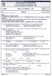 North Western Province 2024 Grade 11 History 3rd Term Test Paper