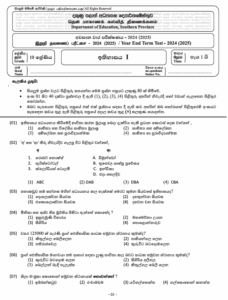 Southern Province 2024 Grade 10 History 3rd Term Test Paper