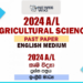 2024 A/L Agricultural Science Past Paper | English Medium