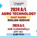 2024 A/L Agro Technology Past Paper | English Medium