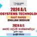 2024 A/L Bio Systems Technology Past Paper | English Medium