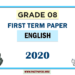 Grade 08 English 1st Term Test Paper 2020