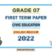 English Medium Grade 07 Civic Education 1st Term Test Paper 2022