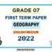 English Medium Grade 07 Geography 1st Term Test Paper 2022