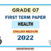 English Medium Grade 07 Health 1st Term Test Paper 2022