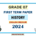 English Medium 2024 Grade 07 History 1st Term Test Paper