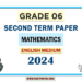 English Medium 2024 Grade 06 Mathematics 2nd Term Test Paper