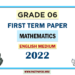 English Medium Grade 06 Mathematics 1st Term Test Paper 2022