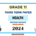 English Medium 2024 Grade 11 Health 3rd Term Test Paper Western Province