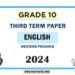 2024 Grade 10 English 3rd Term Test Paper Western Province